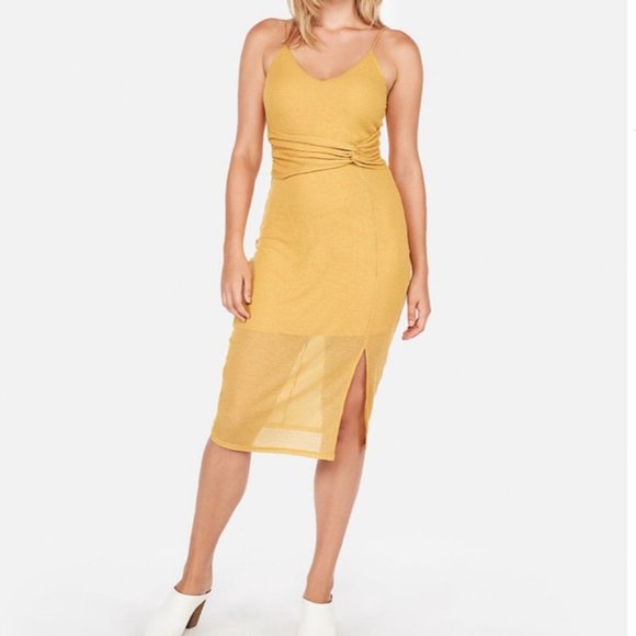 Express Dresses & Skirts - Express Ribbed Twist Front Sheer Midi Dress XL
